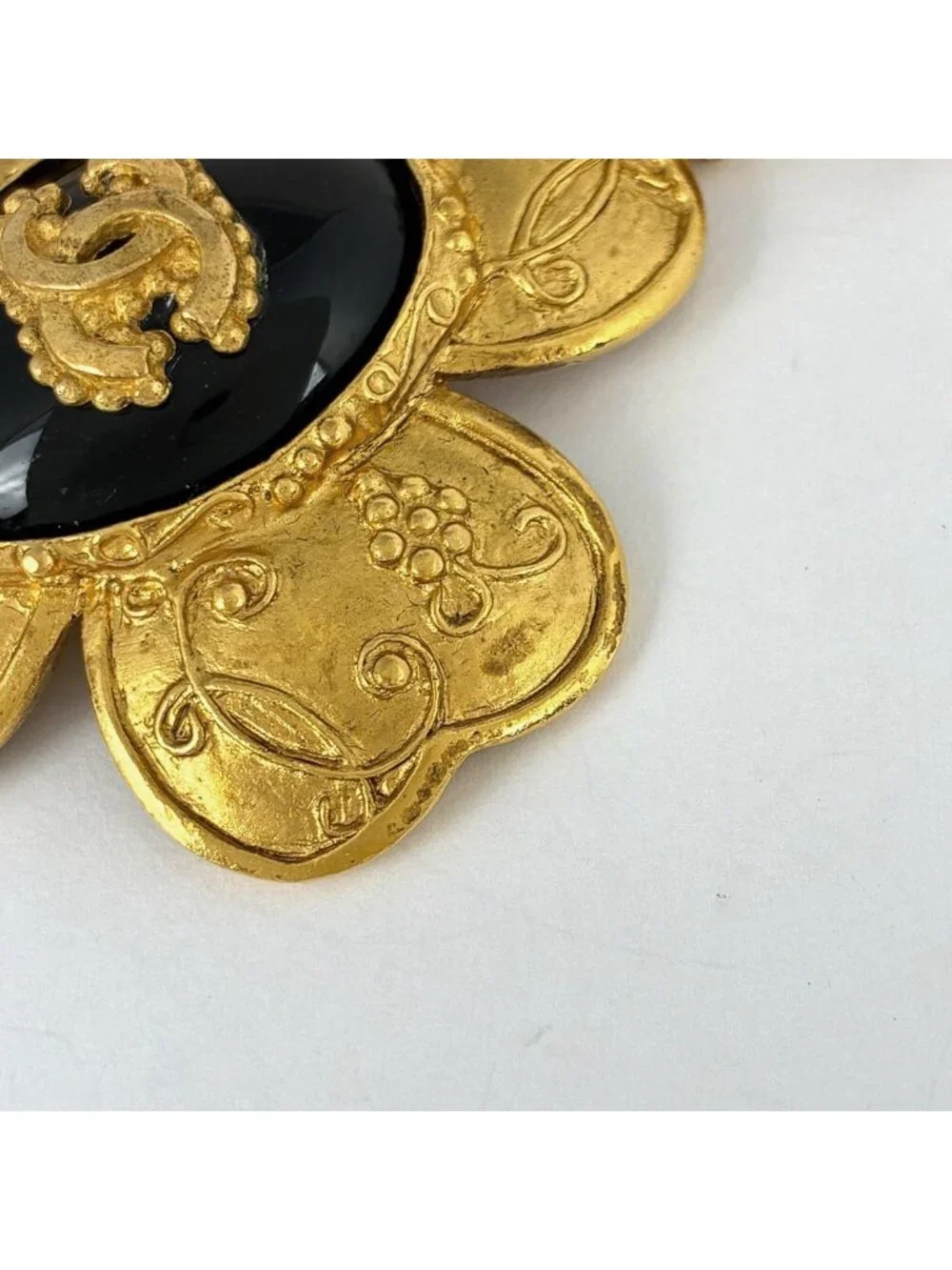 Chanel Necklace CC Logo Clover Color Stone Gold Black